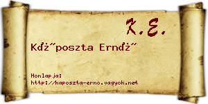 Káposzta Ernő névjegykártya